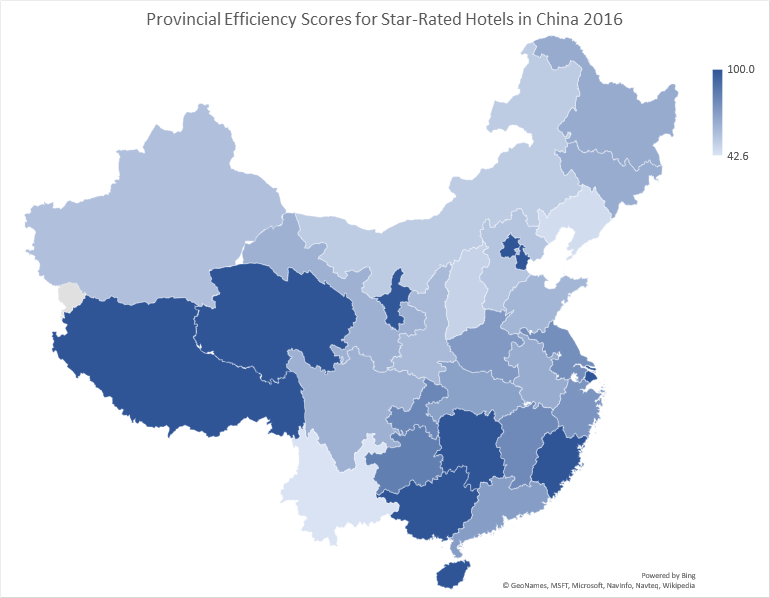 The Growing Efficiency of China’s Star-Rated Hotels by Province 2003-2016